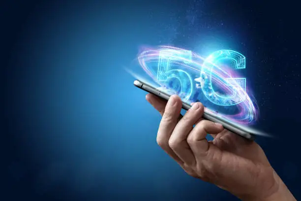 Illustration showing 5G network connecting devices and smart technologies.